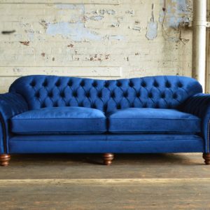 Chesterfield - Designer Style Three Seater, Individual Tuffed Cushion, Velvet Couch