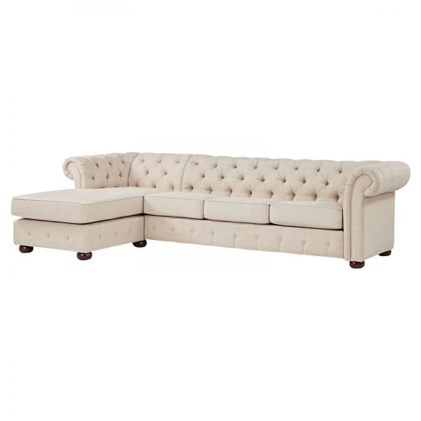 Chesterfield - L Shaped 4 Seater Individual Cushion Velvet Couch