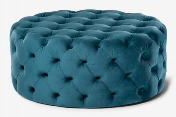Deep Button Ottoman - Monarch Blue